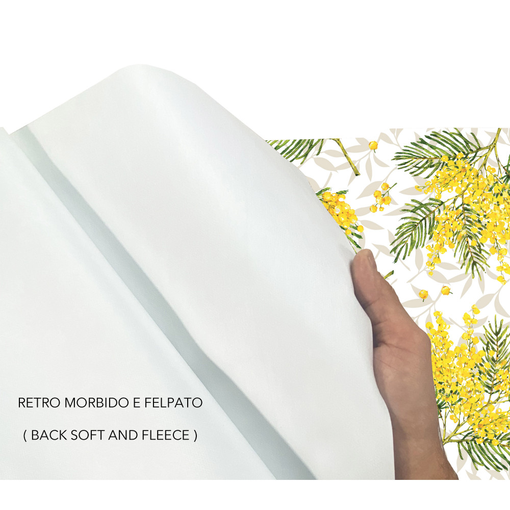 Tissage effet tissu en gros plan – Nappe plastifiée Mimosa