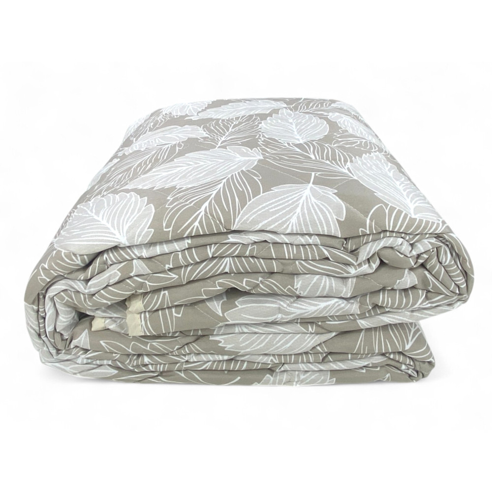 Beige Leaf Tagesdecke - Natürliches Design mit weißem Blattmuster auf beigem Hintergrund