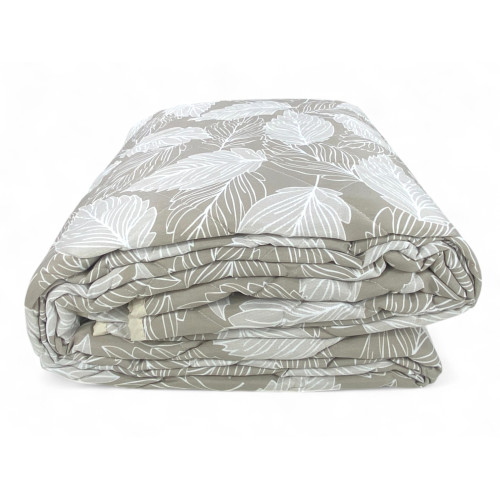 Beige Leaf Bedspread - Natural design with white leaf pattern on a beige background