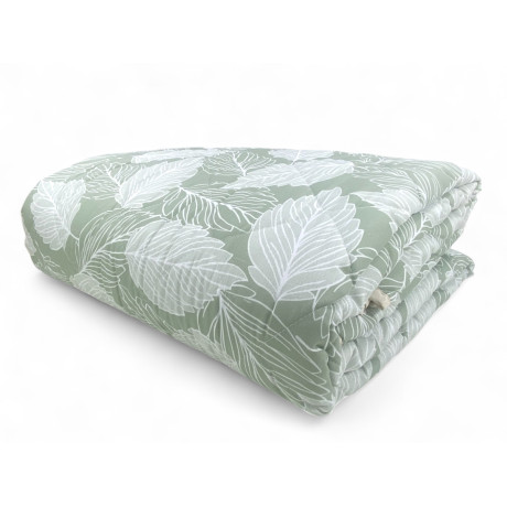 Green Leaves Quilt - Leichte gesteppte Tagesdecke aus Mikrofaser 100 gr/m² - Made in Italy