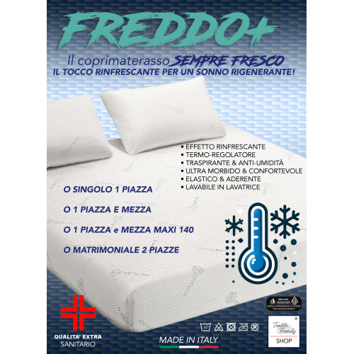Coprimaterasso Rinfrescante Freddo+ Ice-Touch, Estivo, Termoregolatore, Traspirante, Morbido, Elasticizzato, Lavabile