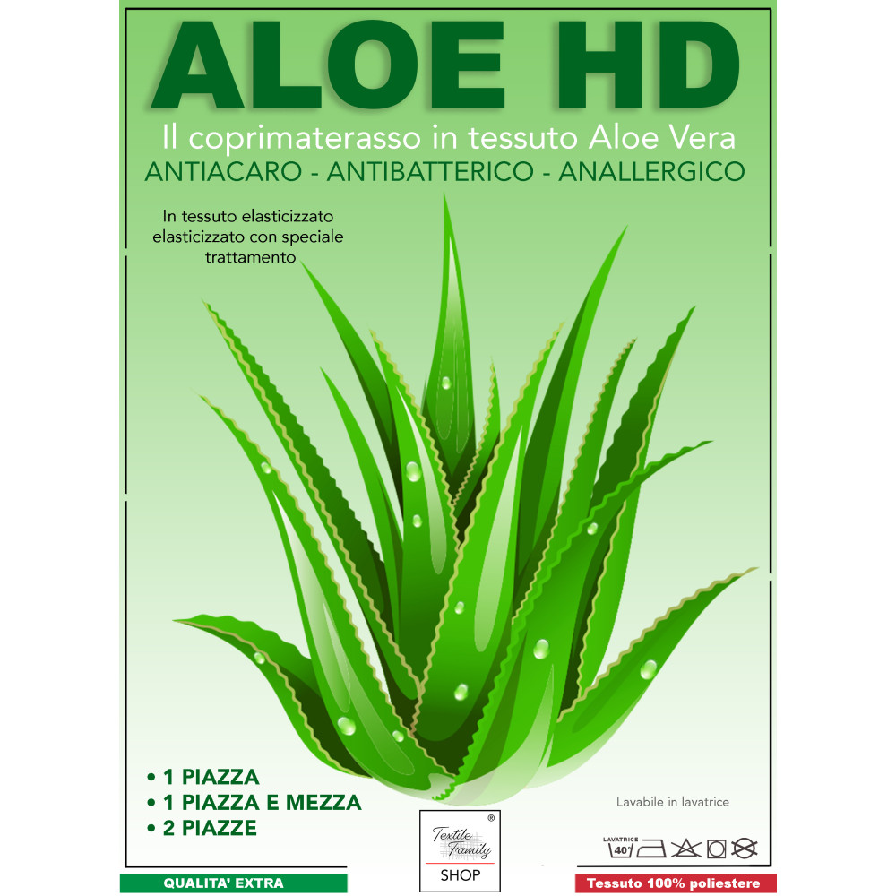COPRIMATERASSO traversa ALOE VERA HD antiacaro e  anallergico MADE IN italy