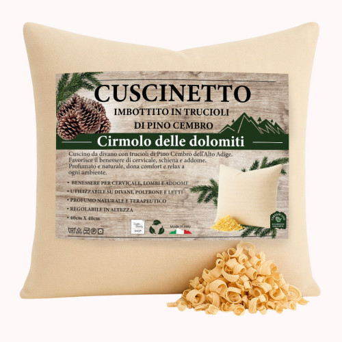 Cojín Pino Suizo Pino Dolomiti 30x20 y 40x40 - Perfume natural Made in Italy