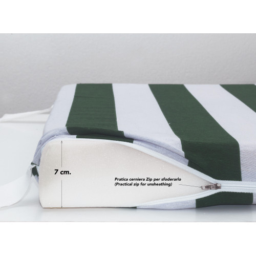 Cuscino memory foam 40x60x7 cm con fodera bianco/verde abbinata al topper