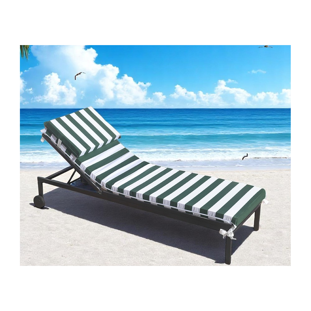 Colchón cama de piscina a rayas blancas y verdes con cojín ergonómico incluido