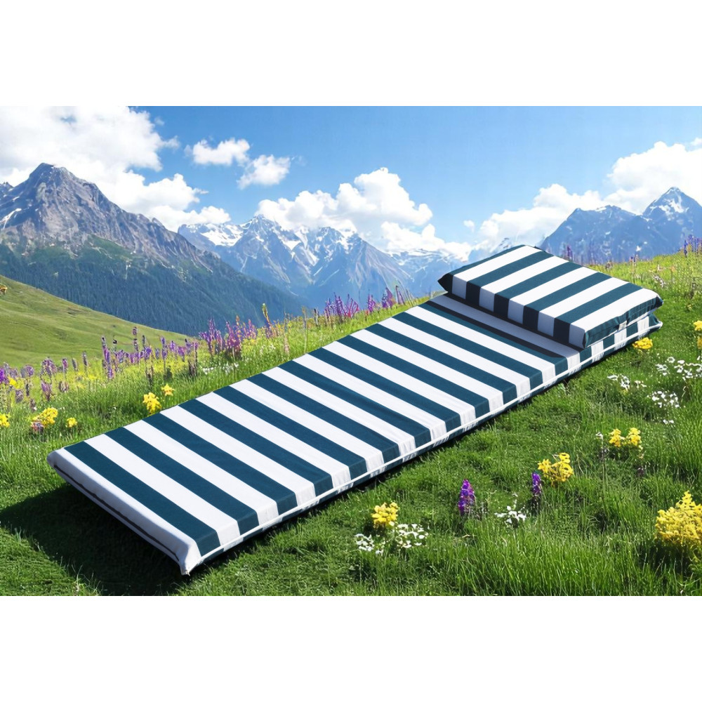 Topper Sdraio Piscina con Cuscino Memory Foam Blu e Verde- 7 cm Sfoderabile - Made in Italy