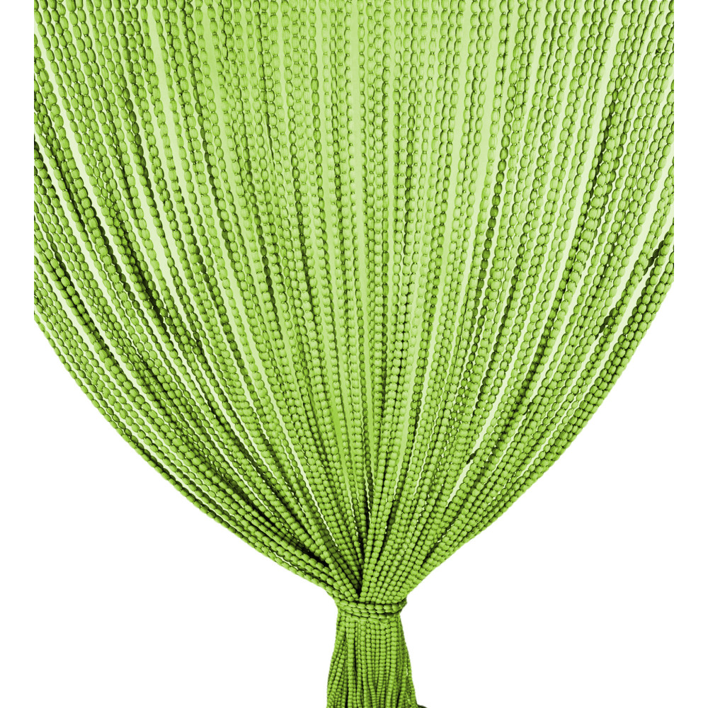 Mariel curtain with green beads gathered in the center, elegant and decorative