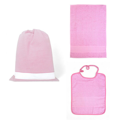 Cloud Kindergarten Set aus reiner Baumwolle mit AIDA Canvas zum Besticken - Sack + Lätzchen + Handtuch 2