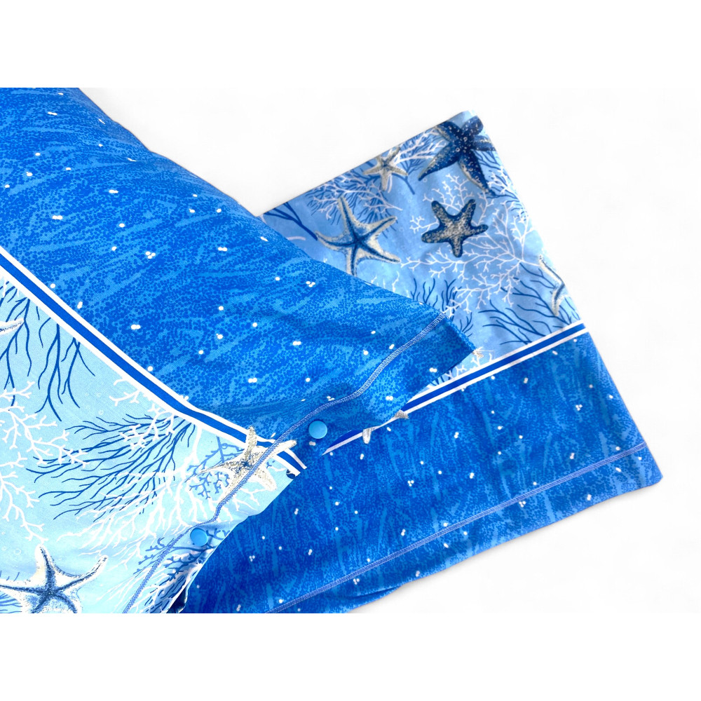 Pillowcase with buttons and sea corals – 100% Italian cotton fabric