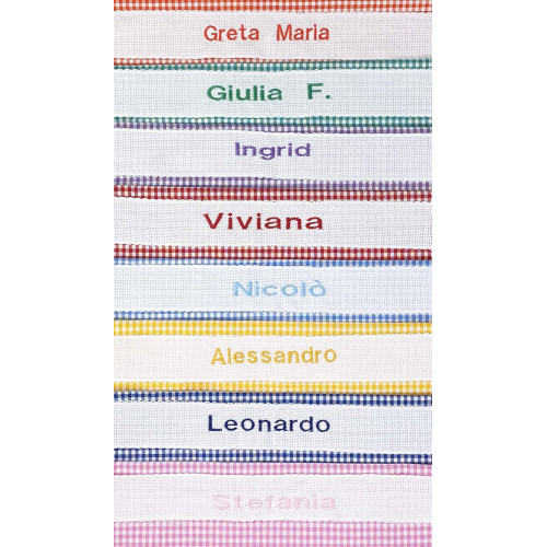 Set Asilo 4 Pezzi Personalizzato – Cotone Made in Italy – Sacco, Bavaglino, Asciugamano e Bustina con Ricamo Nome