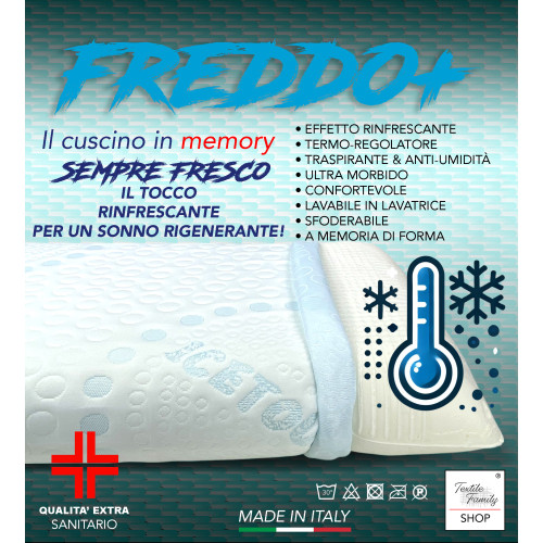 FREDDO+ Memory Foam Ice-Touch Pillow 75×45 cm – Made in Italy