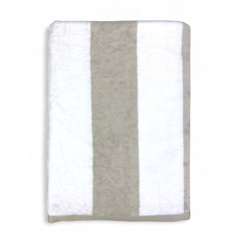 Forte dei Marmi serviette de plage en jacquard à rayures beige gris tourterelle 90x165 cm en coton éponge