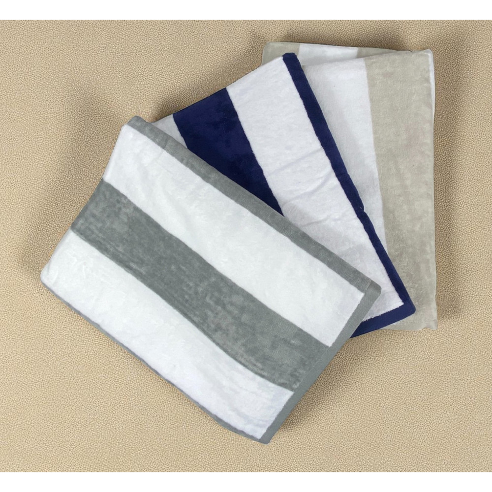 Elegante toalla de playa jacquard con rayas azules y blancas