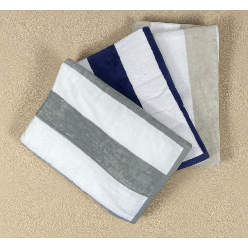 Élégante serviette de plage en jacquard à rayures bleues et blanches