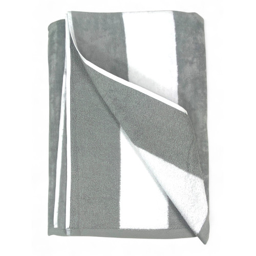 Grey striped pool bed towel in absorbent and compact sponge