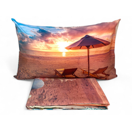 Estate Doppelbett-Set - Tagesdecke aus Baumwolle mit digitalem Stranddruck 2