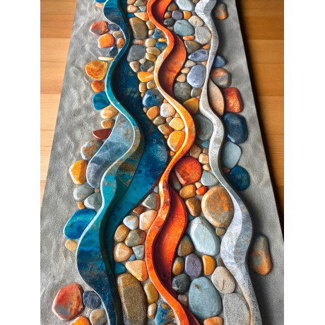 Alfombra de cocina Runner antideslizante - Patrón de yegua Sassi - Espalda de PVC - Made in Italy 2