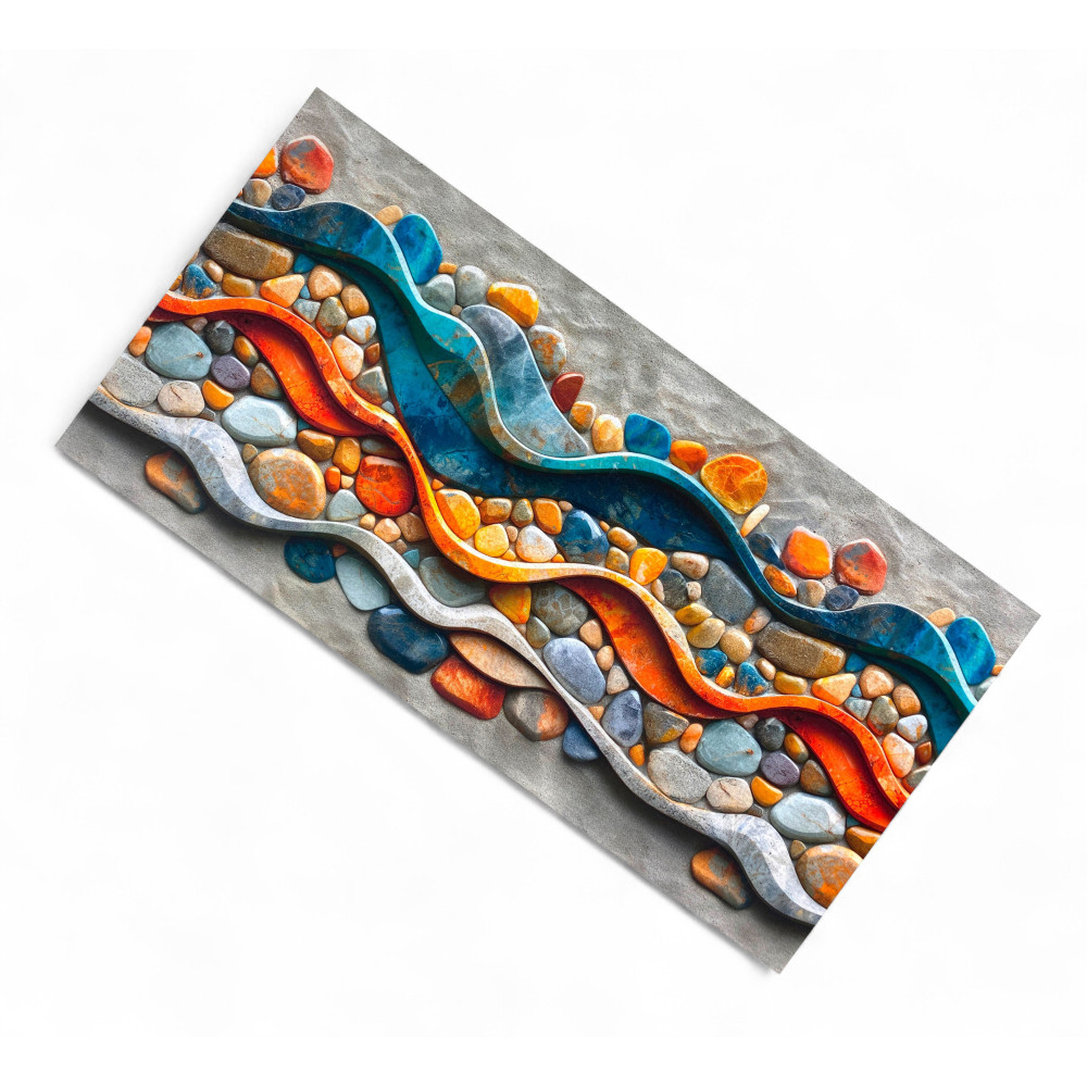 Tappeto Cucina Runner Antiscivolo - Fantasia Sassi Mare - Retro in PVC - Made in Italy