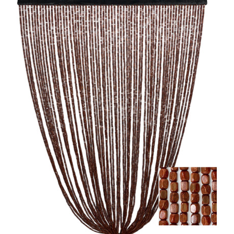 Tenda porte interna in legno marrone con fili bamboo