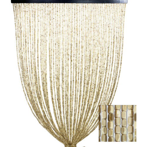 Cortina de madera beige con hilos de bambú para uso en interiores