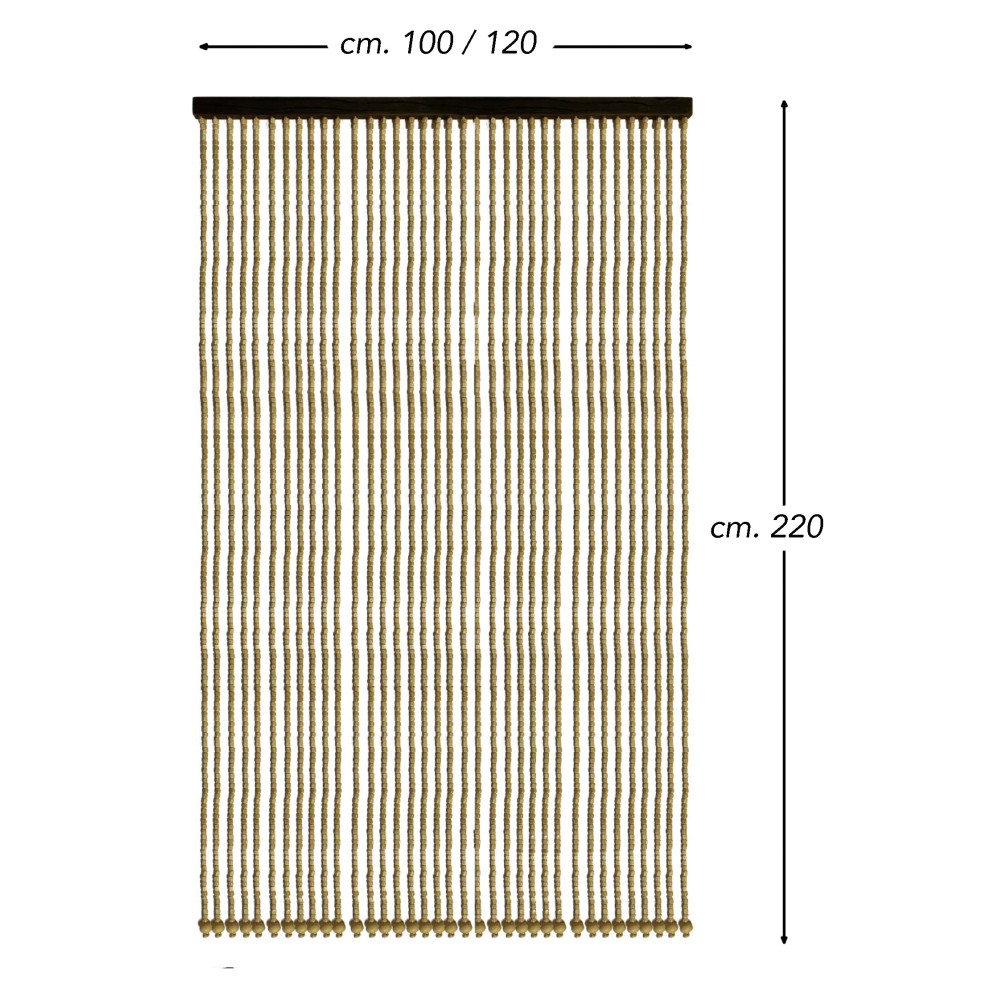 Cortina de cuentas de madera beige - Bambú natural hecho a mano - Decoración de interiores
