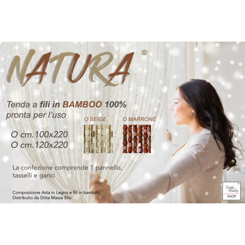Rideau en perles de bois beige - Bambou naturel fait main - Décoration d’intérieur