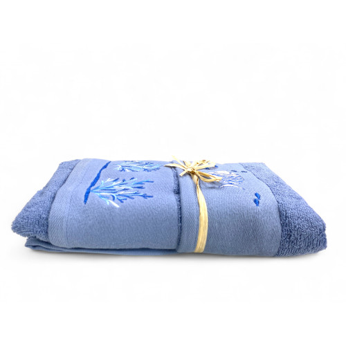 Ensemble de bain nautique bleu avec poissons et coraux - tissu absorbant