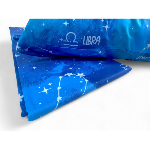 Federa con segno Libra e cucitura visibile del set “Tempo di Dormire”