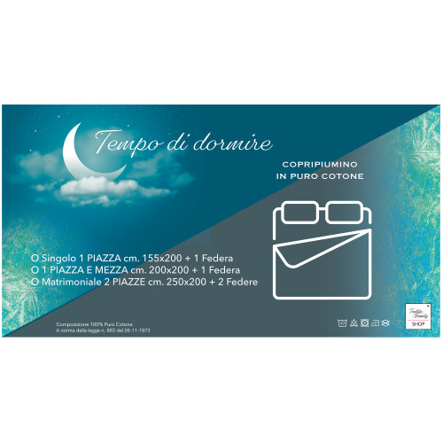 Housse de couette bleue pour dormir - Signes du zodiaque - Coton Fabriqué en Italie