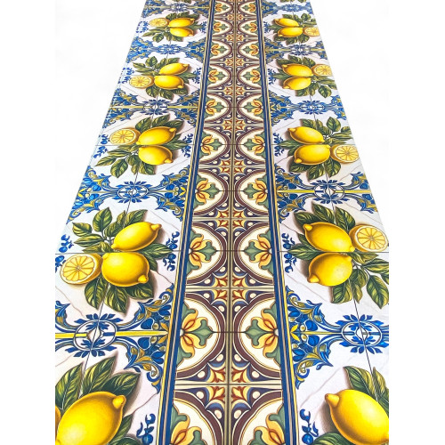 Non-slip Kitchen Rug - Fantasia Maiolica Sicily - Made in Italy