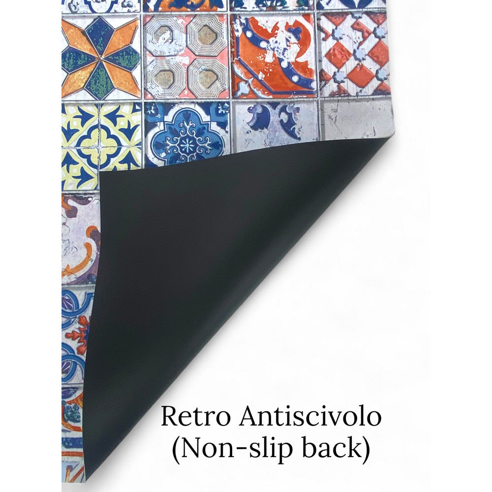 Tappeto Runner Maiolica Vintage – Passatoia Cucina Antiscivolo Colorata – Made in Italy