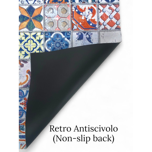 Tappeto Runner Maiolica Vintage – Passatoia Cucina Antiscivolo Colorata – Made in Italy