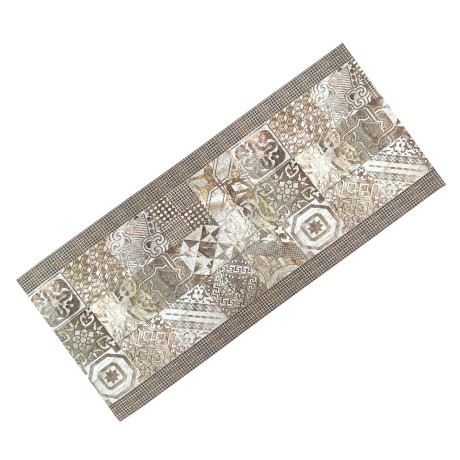 Passatoia cucina beige lavabile con fantasia effetto maiolica