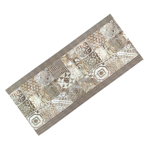 Passatoia cucina beige lavabile con fantasia effetto maiolica