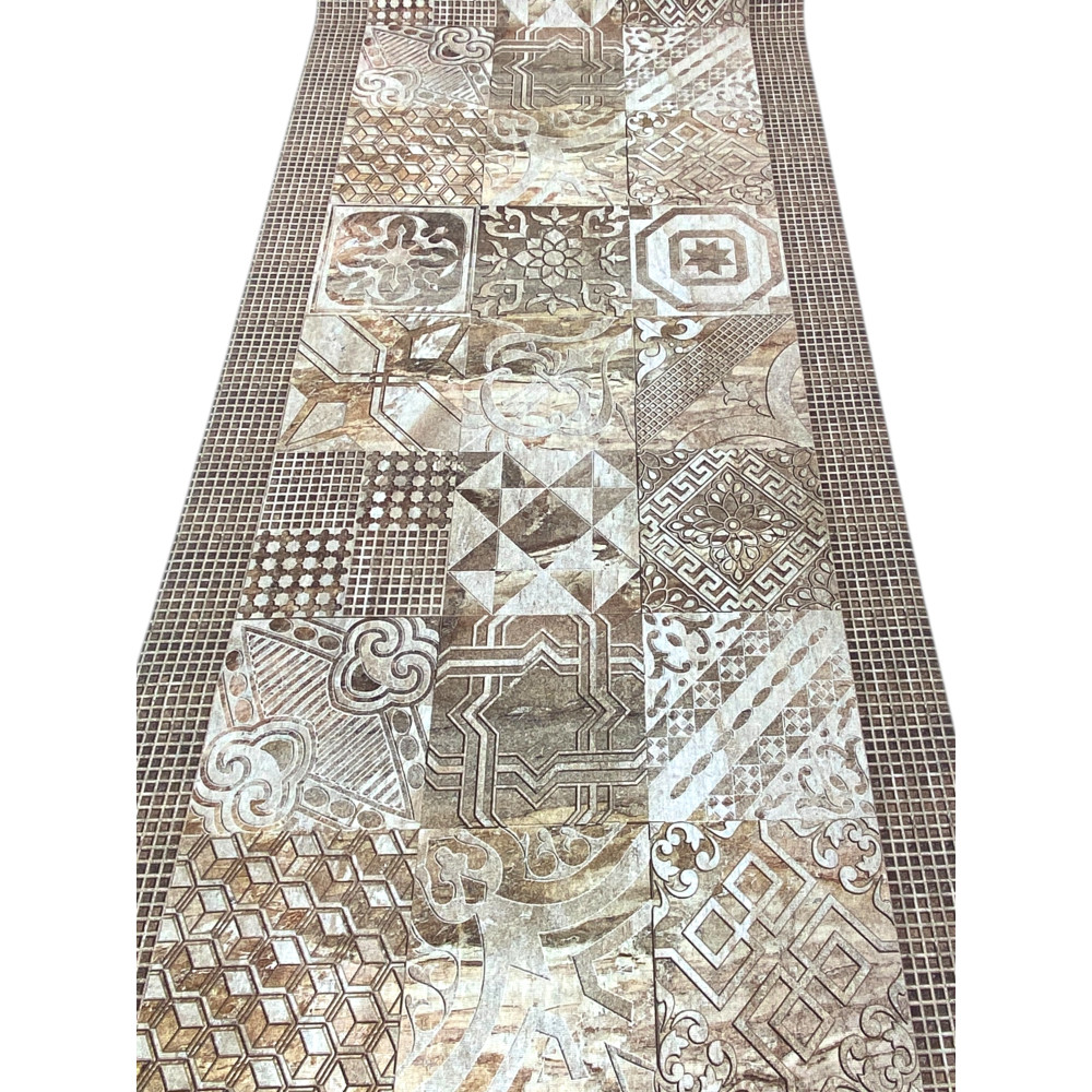 Alfombra larga beige estilo mayólica para cocina y pasillo