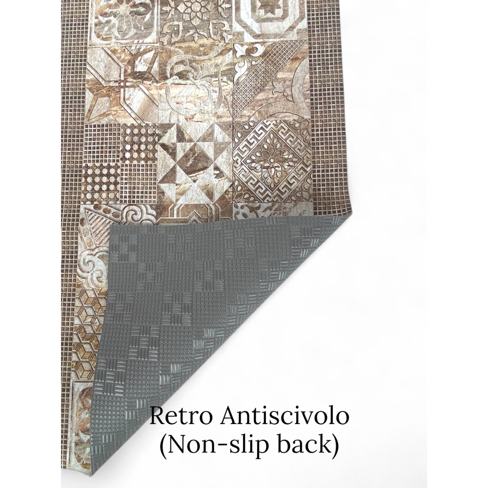 Tappeto Runner Maiolica Beige con retro antiscivolo in PVC