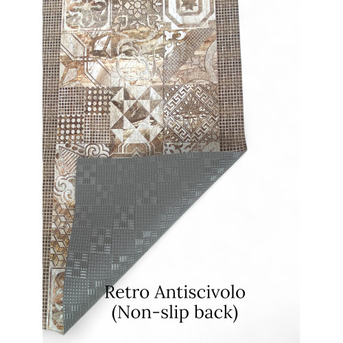 Alfombra de corredor de mayólica beige con respaldo antideslizante de PVC