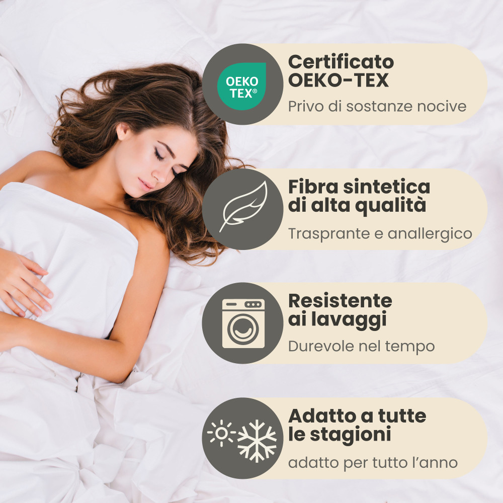 Copripiumino Duotto 4 Stagioni Nocciola e Tortora su letto matrimoniale - Comfort e stile per ogni stagione.