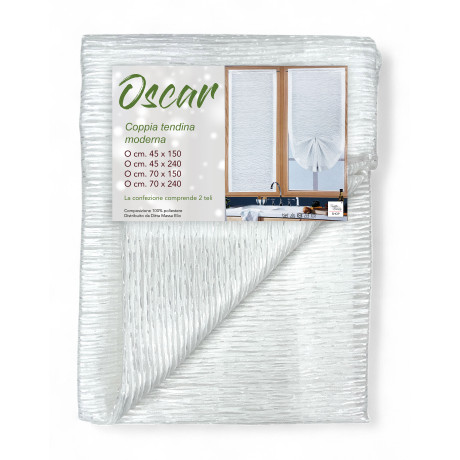 Par de cortinas de cristal Oscar White, diseño moderno y semitransparente