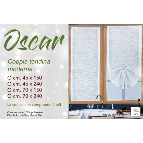 Oscar White Glass Curtain – Modern Semi-transparent Polyester Pair – 2 Ready-to-Use Sheets