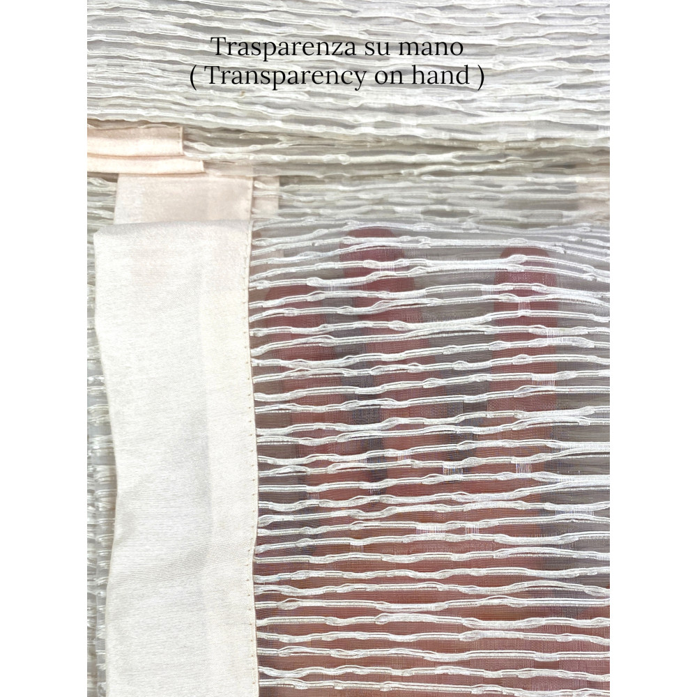 Tissu rayé semi-transparent du rideau polyester Oscar Beige