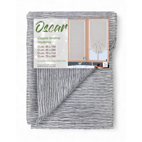 Pair of Oscar Grigio glass curtains, modern and semi-transparent design