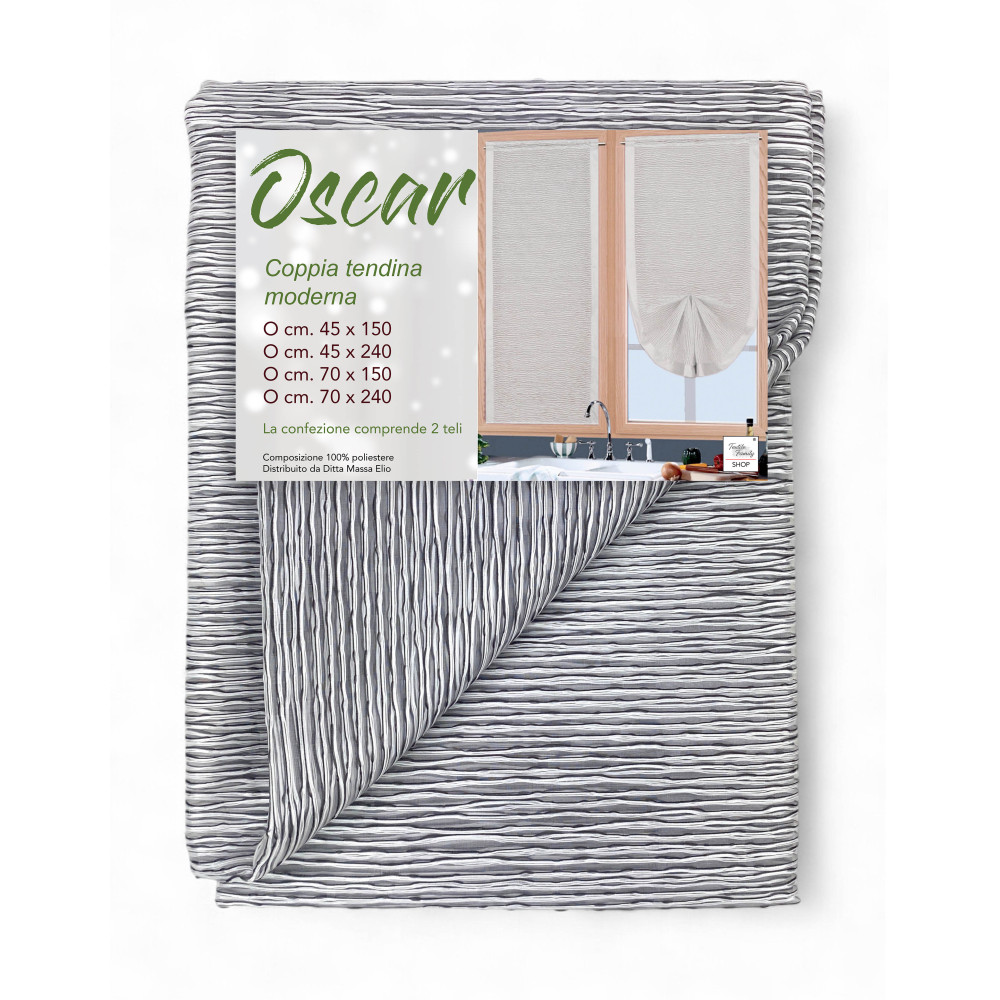 Pair of Oscar Grigio glass curtains, modern and semi-transparent design