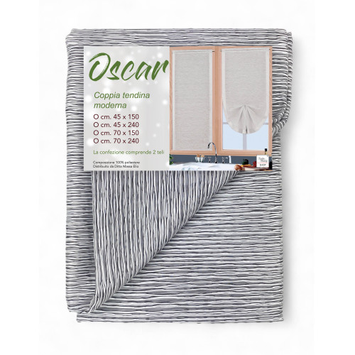 Pair of Oscar Grigio glass curtains, modern and semi-transparent design