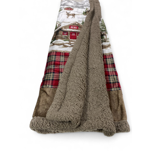 Detail of the soft taupe lambskin effect back of the Chalet plaid