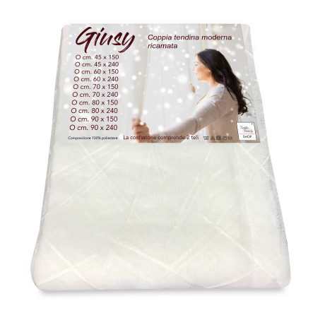 Giusy White Curtain 45×150 cm – pair of glass curtains in semi-transparent polyester with bouclé effect