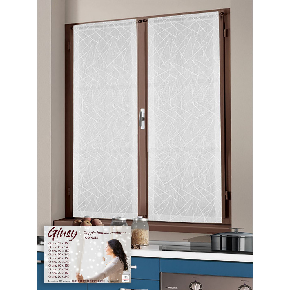 Giusy Weißer Vorhang 70×240 cm – moderner Vorhang für Glas, halbtransparent und dekorativ