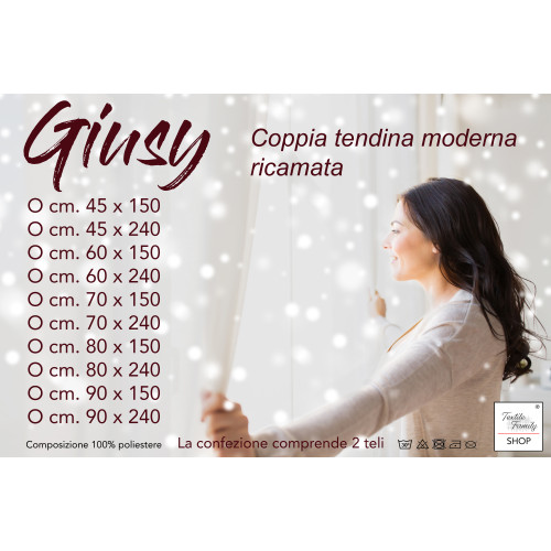 Giusy White curtain – semi-transparent white polyester fabric, filters light and guarantees privacy