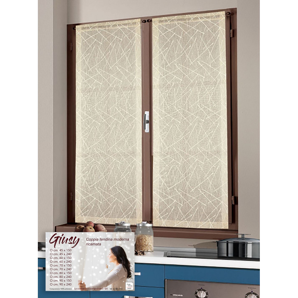 Giusy Beige Vorhang 70×240 cm – moderner Vorhang für Glas, halbtransparent und dekorativ