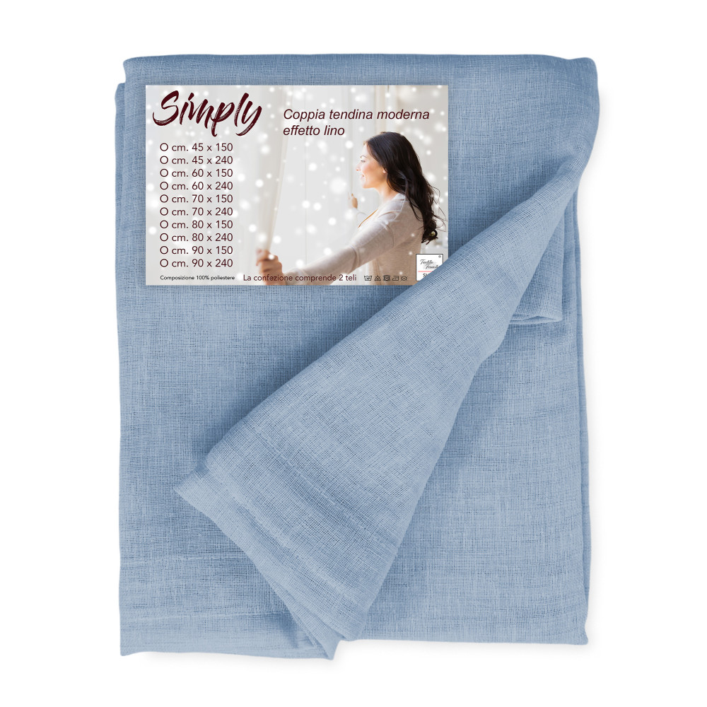 Paar SIMPLY Hellblaue Glasvorhänge - Halbtransparentes Bouclé Polyester